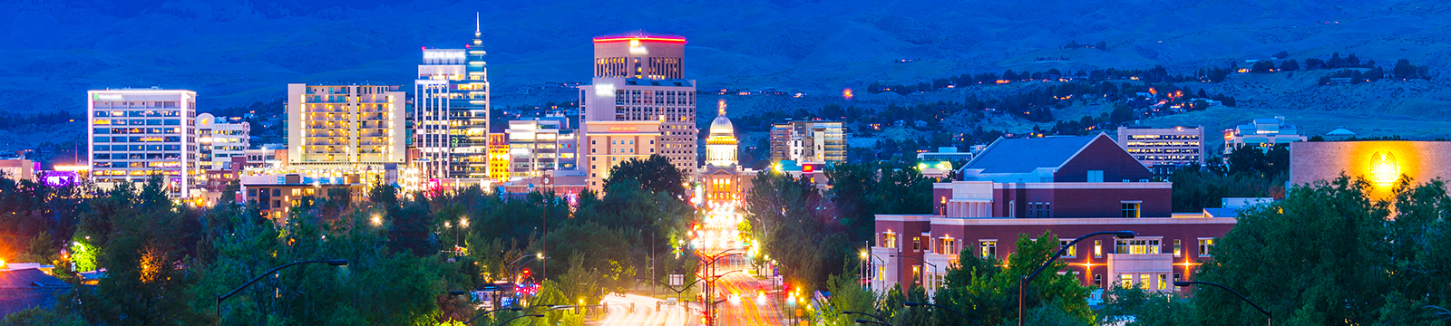 Panorama of downtown Boise in the early evening